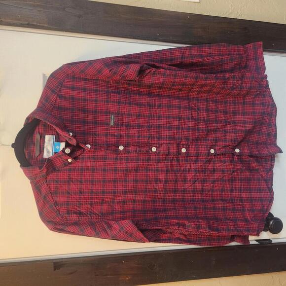 Columbia Men's Red/Blue Plaid Button-Up Shirt Size Medium - Picture 2 of 9